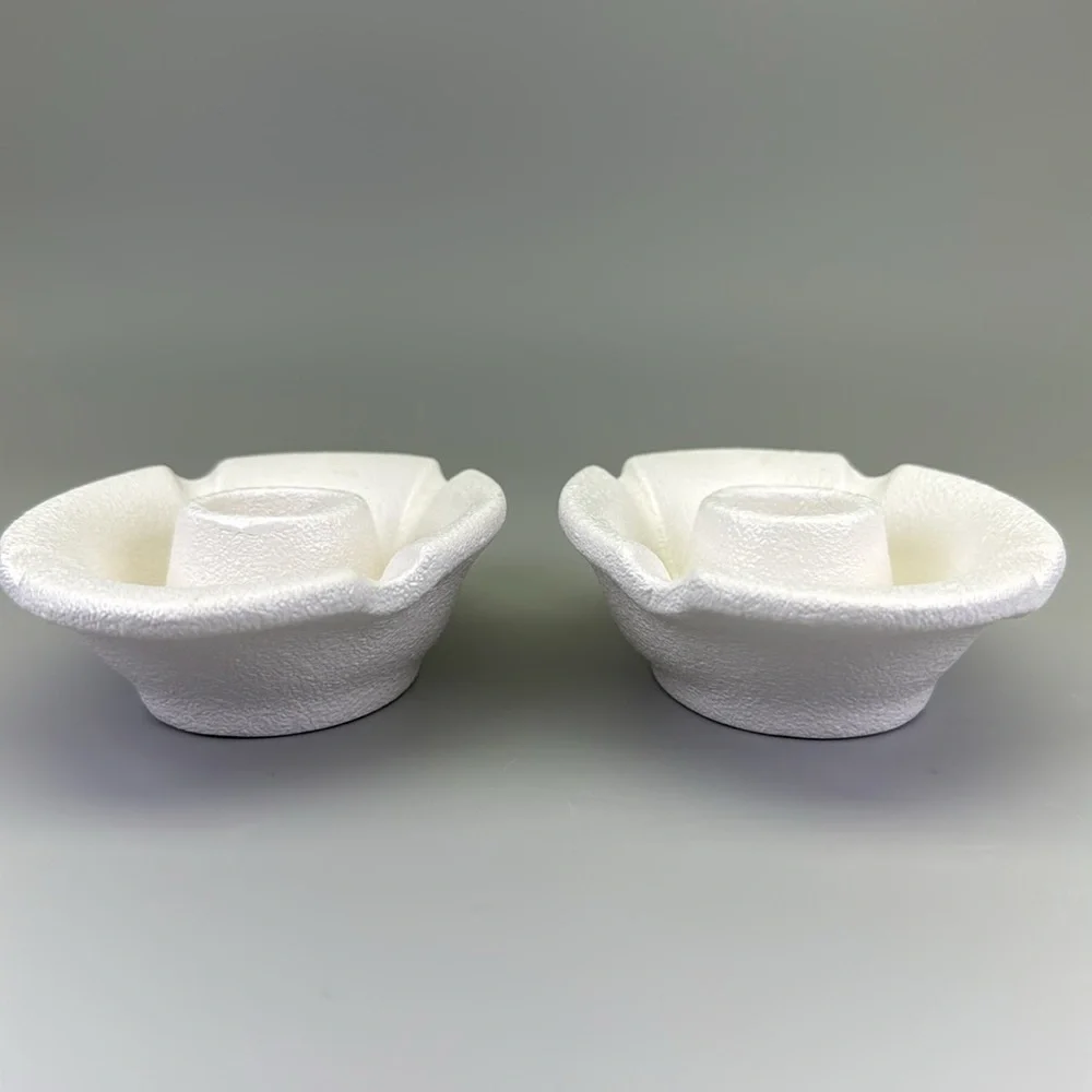 Haeger Textured  White Ceramic Candle Holders